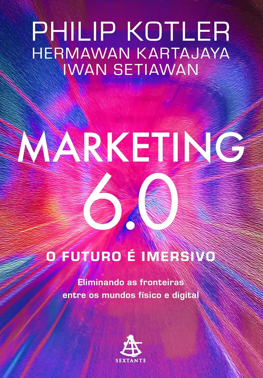Capa do livro "Marketing 6.0: O Futuro é Imersivo" de Philip Kotler, destacando estratégias de marketing digital para iniciantes.