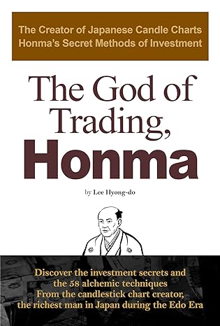 Capa do livro "The God of Trading, Honma" de Lee Hyong-do, que explora os métodos secretos de investimento de Munehisa Homma, o criador dos gráficos de candlesticks.