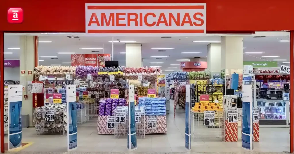 Loja física da Americanas (AMER3) com produtos expostos durante processo de recuperação judicial