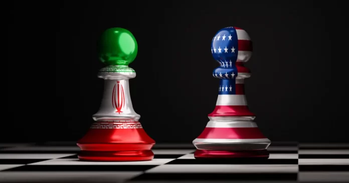 Peças de xadrez representando Estados Unidos e Irã frente a frente, simbolizando tensão geopolítica e seus impactos nos mercados financeiros e no mercado hoje